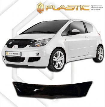 1 669 р. Дефлектор капота CA-Plastic Mitsubishi Colt Z20, Z30 хэтчбэк 3 дв. рестайлинг (2008-2012) (classic черный, без надписи)  с доставкой в г. Санкт‑Петербург. Увеличить фотографию 1