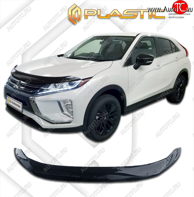 2 059 р. Дефлектор капота CA-Plastic  Mitsubishi Eclipse Cross  GK (2017-2024) (classic черный, без надписи)  с доставкой в г. Санкт‑Петербург