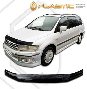 1 799 р. Дефлектор капота CA-Plastic  Mitsubishi Space Wagon  N94W (1998-2005) (classic черный, без надписи)  с доставкой в г. Санкт‑Петербург. Увеличить фотографию 1