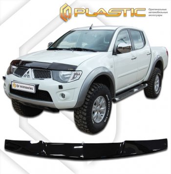 1 799 р. Дефлектор капота CA-Plastic  Mitsubishi Triton  KA/KB (2005-2015) (classic черный, без надписи)  с доставкой в г. Санкт‑Петербург. Увеличить фотографию 1