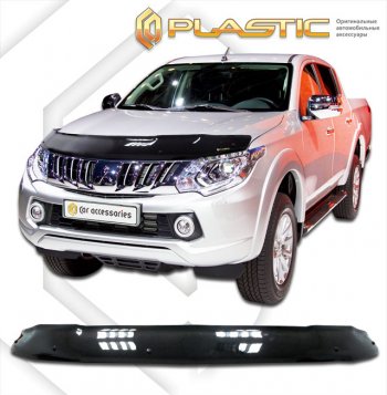 1 989 р. Дефлектор капота CA-Plastic  Mitsubishi Triton  KKKL (2015-2018) (classic черный, без надписи)  с доставкой в г. Санкт‑Петербург. Увеличить фотографию 1