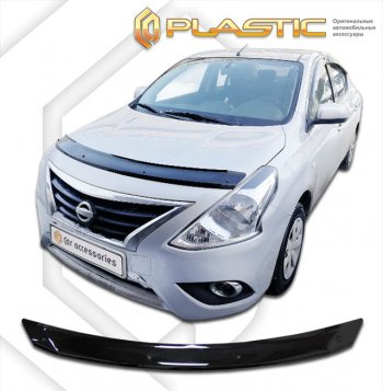 1 749 р. Дефлектор капота CA-Plastic  Nissan Latio  N17 (2014-2016) (classic черный, без надписи)  с доставкой в г. Санкт‑Петербург. Увеличить фотографию 1
