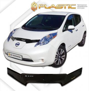 1 759 р. Дефлектор капота CA-Plastic Nissan Leaf 1 (ZE0) (2009-2017) (classic черный, без надписи)  с доставкой в г. Санкт‑Петербург. Увеличить фотографию 1