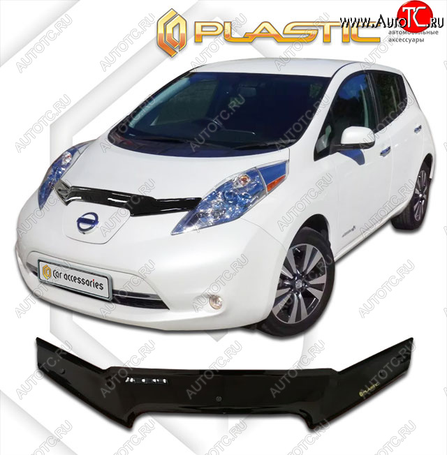 1 749 р. Дефлектор капота CA-Plastic  Nissan Leaf  1 (ZE0) (2009-2017) (classic черный, без надписи)  с доставкой в г. Санкт‑Петербург