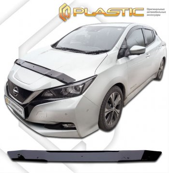 1 669 р. Дефлектор капота CA-Plastic  Nissan Leaf  2 (ZE1) (2017-2024) (classic черный, без надписи)  с доставкой в г. Санкт‑Петербург. Увеличить фотографию 1