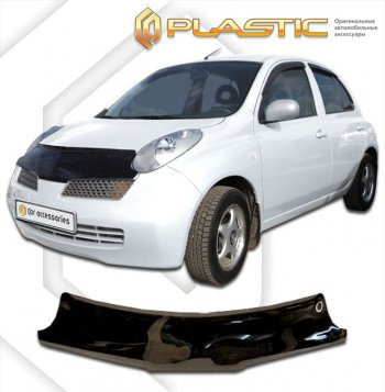 1 799 р. Дефлектор капота CA-Plastic  Nissan March  3 K12 (2005-2007) (classic черный, без надписи)  с доставкой в г. Санкт‑Петербург. Увеличить фотографию 1