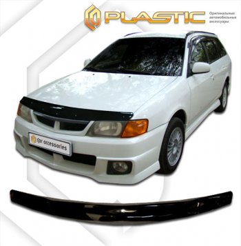1 749 р. Дефлектор капота CA-Plastic  Nissan Wingroad  2 Y11 (1999-2001) (classic черный, без надписи)  с доставкой в г. Санкт‑Петербург. Увеличить фотографию 1