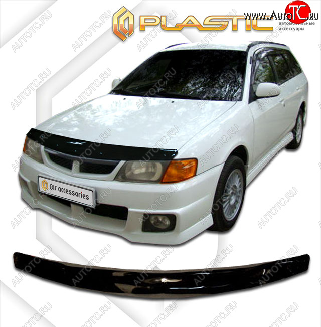 1 749 р. Дефлектор капота CA-Plastic  Nissan Wingroad  2 Y11 (1999-2001) (classic черный, без надписи)  с доставкой в г. Санкт‑Петербург