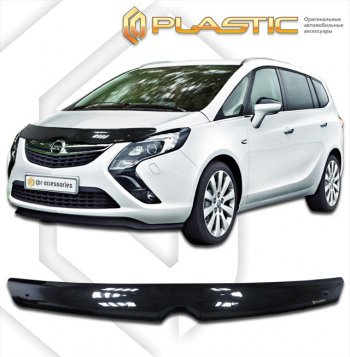 1 759 р. Дефлектор капота CA-Plastic  Opel Zafira  В (2007-2015) рестайлинг (Classic чёрный, Без надписи)  с доставкой в г. Санкт‑Петербург. Увеличить фотографию 1