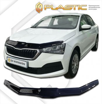 2 599 р. Дефлектор капота CA-Plastic  Skoda Rapid  MK2 (2019-2024) (classic черный, без надписи)  с доставкой в г. Санкт‑Петербург. Увеличить фотографию 1