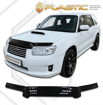 2 699 р. Дефлектор капота CA-Plastic  Subaru Forester  SG (2005-2008) (classic черный, без надписи)  с доставкой в г. Санкт‑Петербург. Увеличить фотографию 1