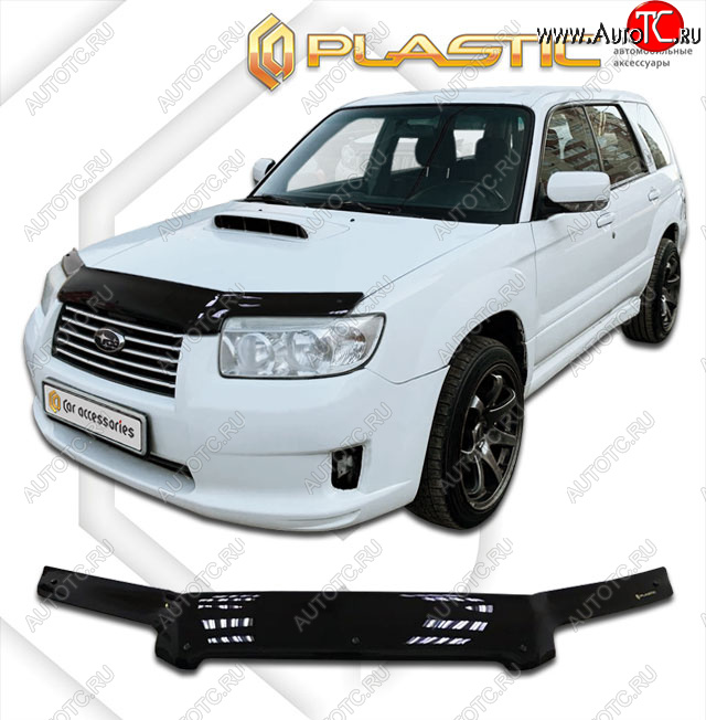 2 699 р. Дефлектор капота CA-Plastic  Subaru Forester  SG (2005-2008) (classic черный, без надписи)  с доставкой в г. Санкт‑Петербург