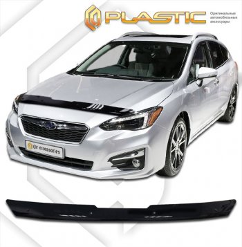 1 669 р. Дефлектор капота CA-Plastic  Subaru Impreza  GT (2016-2019) (classic черный, без надписи)  с доставкой в г. Санкт‑Петербург. Увеличить фотографию 1