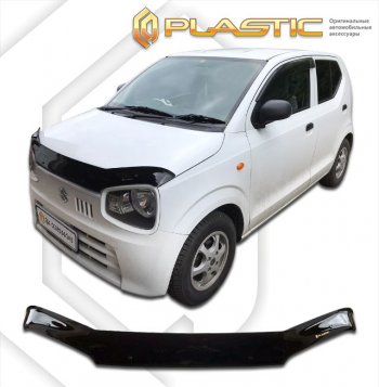 1 759 р. Дефлектор капота CA-Plastic Suzuki Alto HA36/36V хэтчбек 5 дв. дорестайлинг (2014-2021) (classic черный, без надписи)  с доставкой в г. Санкт‑Петербург. Увеличить фотографию 1