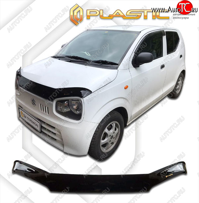 1 759 р. Дефлектор капота CA-Plastic Suzuki Alto HA36/36V хэтчбек 5 дв. дорестайлинг (2014-2021) (classic черный, без надписи)  с доставкой в г. Санкт‑Петербург