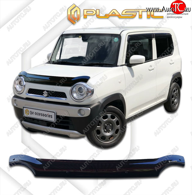 1 669 р. Дефлектор капота CA-Plastic  Suzuki Hustler  MR41S,MR31S (2014-2019) (classic черный, без надписи)  с доставкой в г. Санкт‑Петербург