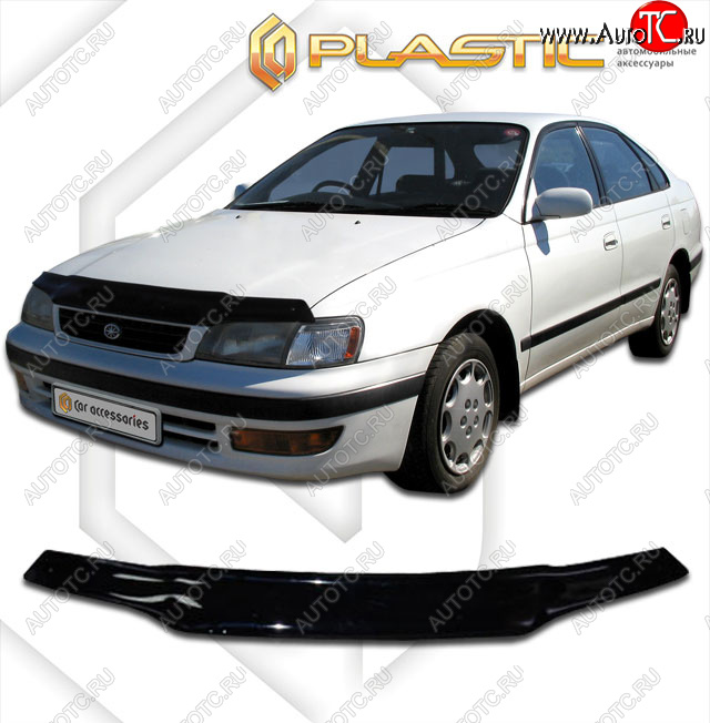 1 839 р. Дефлектор капота CA-Plastic Toyota Carina E T190 лифтбэк дорестайлинг (1992-1996) (classic черный, без надписи)  с доставкой в г. Санкт‑Петербург