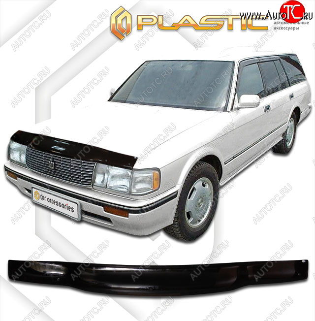 1 799 р. Дефлектор капота CA-Plastic Toyota Crown S130 универсал 2-ой рестайлинг (1991-1999) (classic черный, без надписи)  с доставкой в г. Санкт‑Петербург