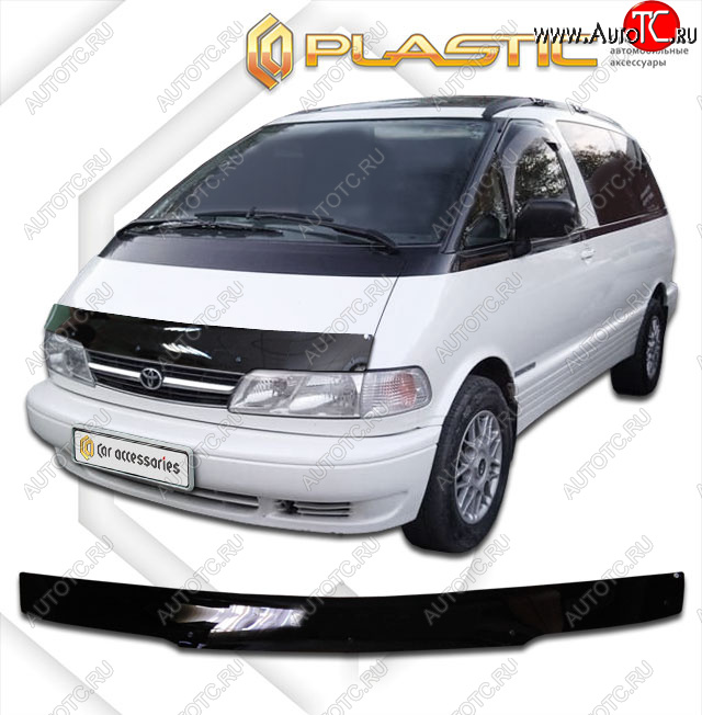 1 839 р. Дефлектор капота CA-Plastic Toyota Estima Emina XR10, XR20 минивэн дорестайлинг (1992-1994) (classic черный, без надписи)  с доставкой в г. Санкт‑Петербург