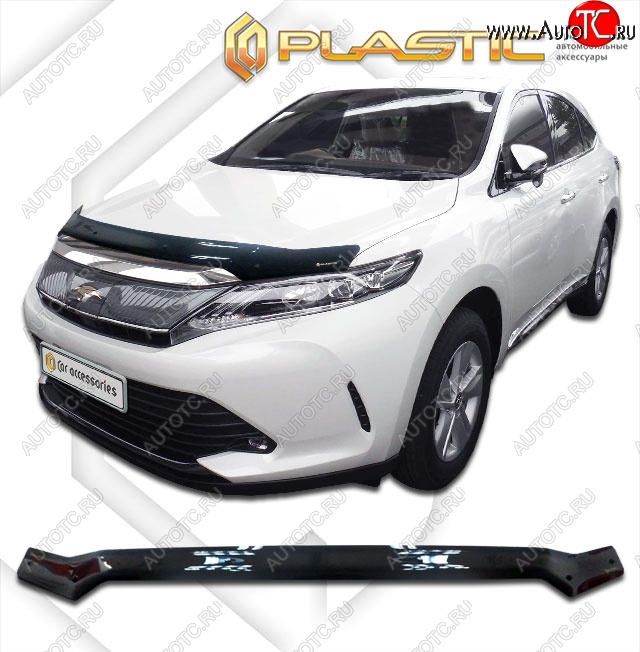 1 899 р. Дефлектор капота CA-Plastic Toyota Harrier XU60 дорестайлинг (2013-2017) (classic черный, без надписи)  с доставкой в г. Санкт‑Петербург