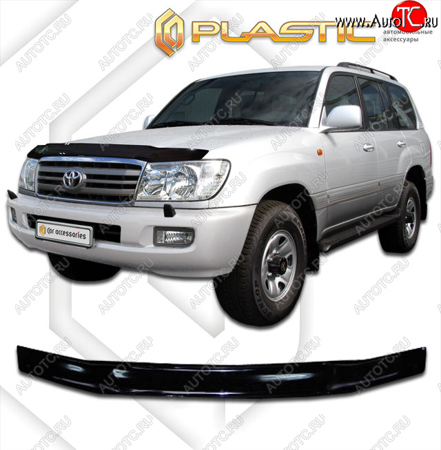 2 599 р. Дефлектор капота CA-Plastic  Toyota Land Cruiser  100 (2002-2007) (classic черный, без надписи)  с доставкой в г. Санкт‑Петербург