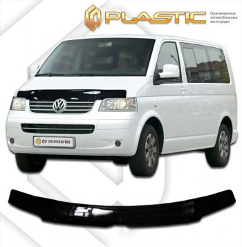 1 899 р. Дефлектор капота CA-Plastic  Volkswagen Multivan  T5 (2003-2009) (classic черный, без надписи)  с доставкой в г. Санкт‑Петербург. Увеличить фотографию 1