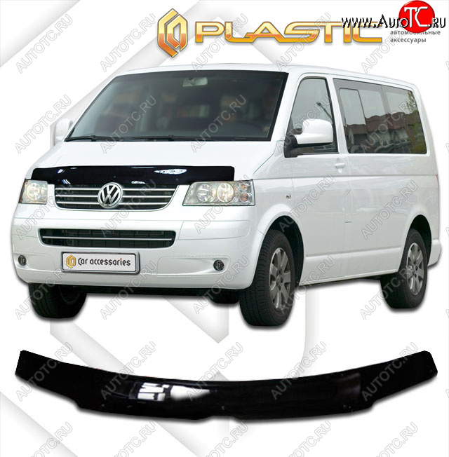 1 899 р. Дефлектор капота CA-Plastic Volkswagen Multivan T5  дорестайлинг (2003-2009) (classic черный, без надписи)  с доставкой в г. Санкт‑Петербург