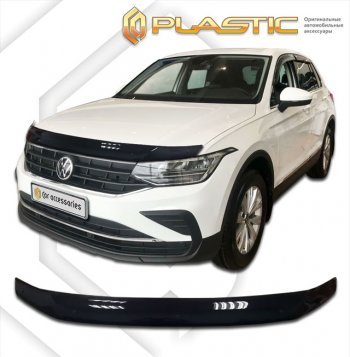 1 799 р. Дефлектор капота CA-Plastic  Volkswagen Tiguan  Mk2 (2020-2022) (classic черный, без надписи)  с доставкой в г. Санкт‑Петербург. Увеличить фотографию 1