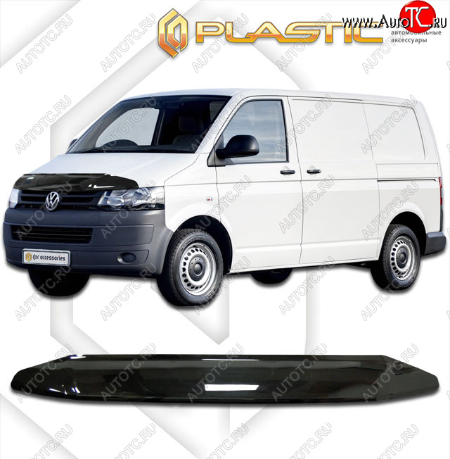 1 899 р. Дефлектор капота CA-Plastic Volkswagen Transporter T5 рестайлинг (2009-2015) (classic черный, без надписи)  с доставкой в г. Санкт‑Петербург