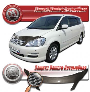 2 399 р. Дефлектор капота CA-Plastic  Toyota Ipsum  ACM20 (2003-2009) рестайлинг (Шелкография карбон серебро)  с доставкой в г. Санкт‑Петербург. Увеличить фотографию 1