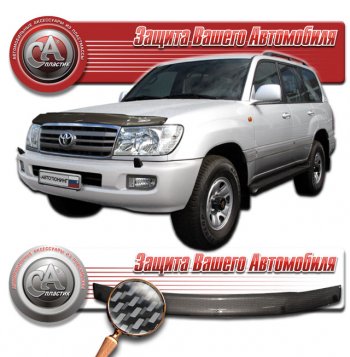 2 299 р. Дефлектор капота CA-Plastic  Toyota Land Cruiser  100 (2002-2007) 1-ый рестайлинг, 2-ой рестайлинг (Шелкография карбон серебро)  с доставкой в г. Санкт‑Петербург. Увеличить фотографию 1