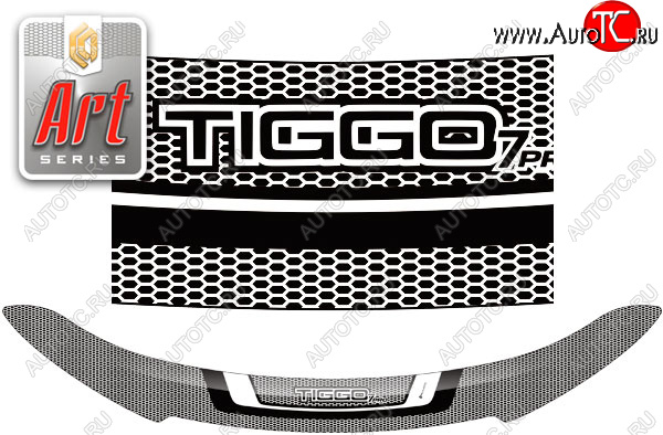 2 099 р. Дефлектор капота CA-Plastic  Chery Tiggo 7 PRO (2019-2024) (серия Art белая)  с доставкой в г. Санкт‑Петербург