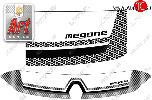 2 079 р. Дефлектор капота CA-Plastic  Renault Megane  хэтчбэк 5 дв. (2008-2012) дорестайлинг (Серия Art черная)  с доставкой в г. Санкт‑Петербург