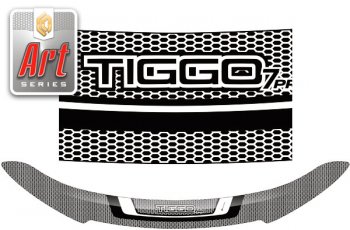 2 099 р. Дефлектор капота CA-Plastic  Chery Tiggo 7 PRO (2019-2024) (серия Art серебро)  с доставкой в г. Санкт‑Петербург. Увеличить фотографию 1