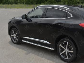 12 649 р. Пороги труба d42 с листом Russtal  Haval F7x (2022-2024)  рестайлинг (лист алюминиевый)  с доставкой в г. Санкт‑Петербург. Увеличить фотографию 2