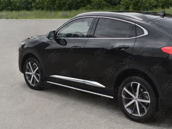 12 649 р. Пороги труба d42 с листом Russtal  Haval F7x (2022-2024)  рестайлинг (лист алюминиевый)  с доставкой в г. Санкт‑Петербург. Увеличить фотографию 1