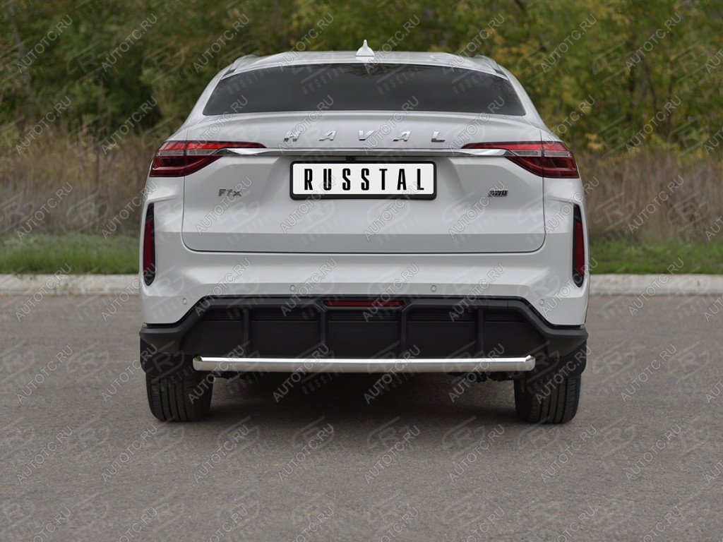 13 649 р. Защита заднего бампера d63 SLITKOFF  Haval F7x (2022-2024)  рестайлинг (серые)  с доставкой в г. Санкт‑Петербург