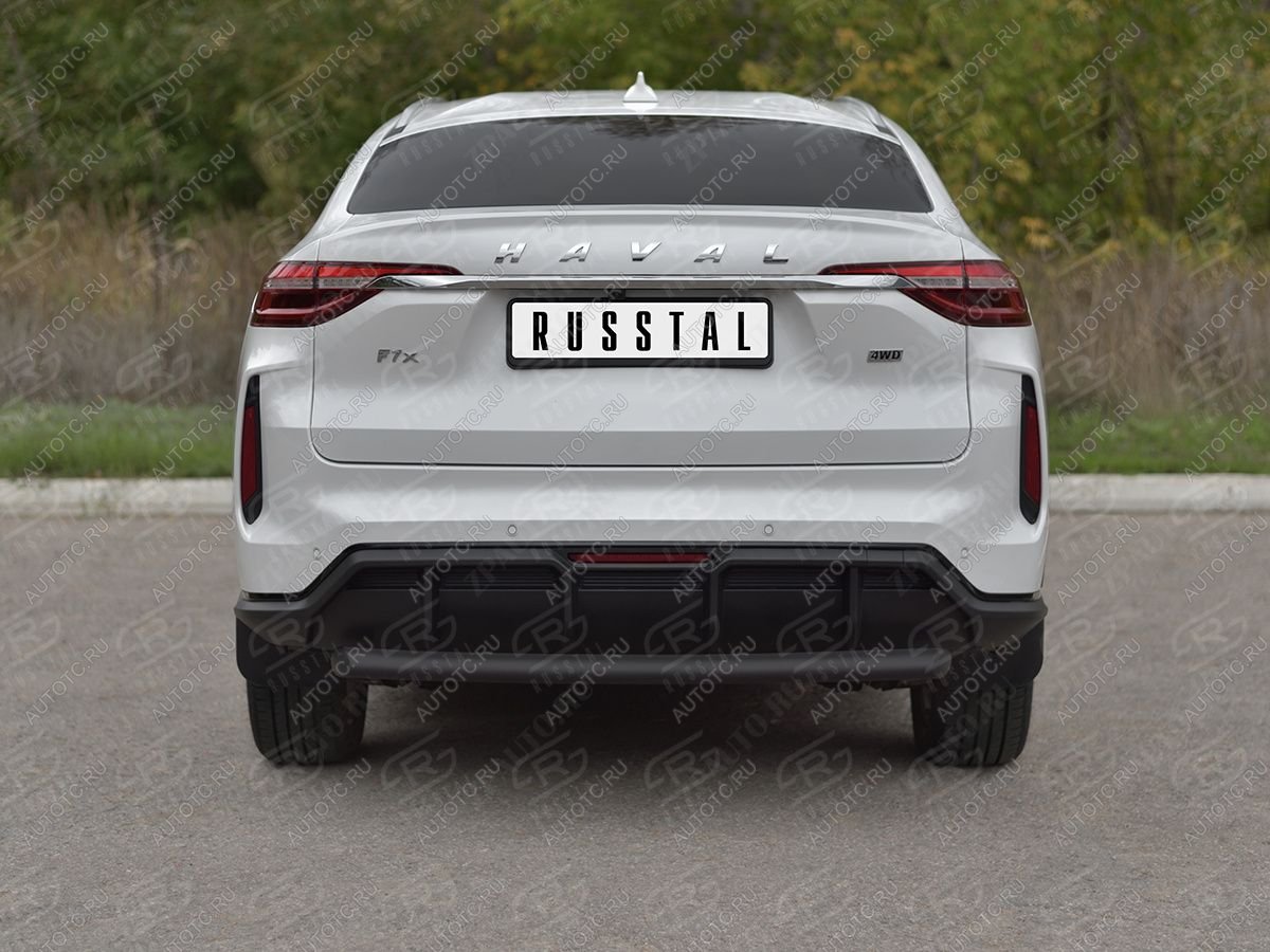 6 999 р. Защита заднего бампера d63 Russtal  Haval F7x (2022-2024)  рестайлинг (черный)  с доставкой в г. Санкт‑Петербург