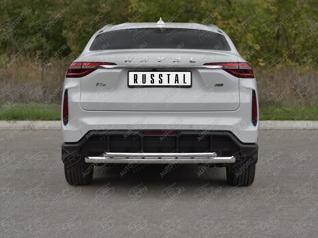 15 499 р. Защита заднего бампера d63*42 SLITKOFF  Haval F7x (2022-2024)  рестайлинг (серые)  с доставкой в г. Санкт‑Петербург