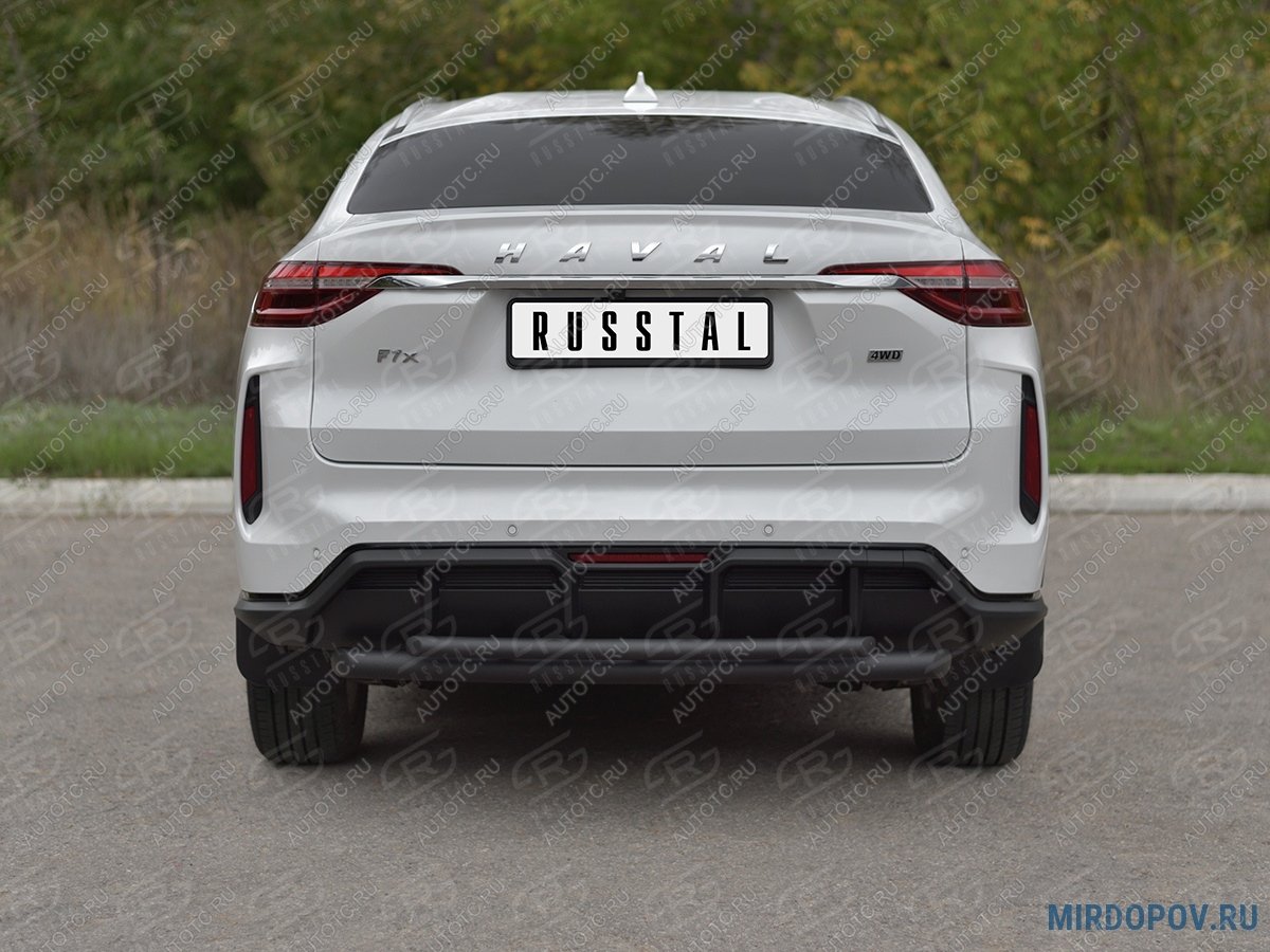 13 699 р. Защита заднего бампера d63*42 SLITKOFF  Haval F7x (2022-2024)  рестайлинг (черный)  с доставкой в г. Санкт‑Петербург