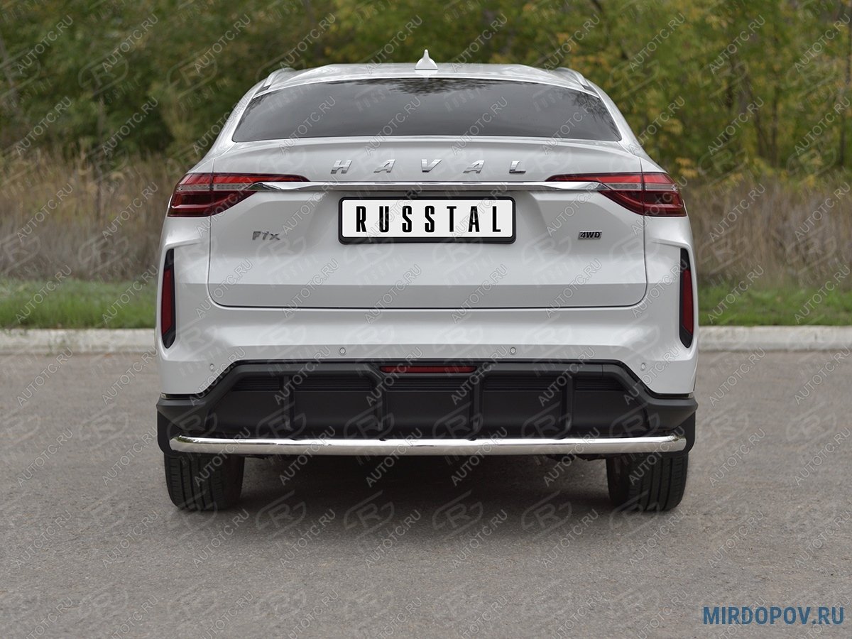 12 849 р. Защита заднего бампера d63 секции SLITKOFF  Haval F7x (2022-2024) рестайлинг (нержавейка полированная)  с доставкой в г. Санкт‑Петербург