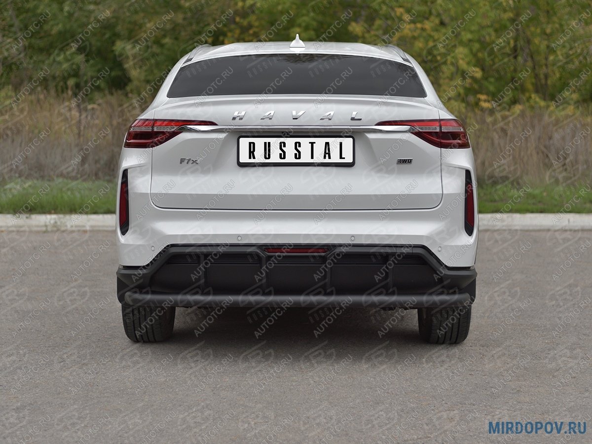 10 449 р. Защита заднего бампера d63 секции SLITKOFF  Haval F7x (2022-2024)  рестайлинг (черный)  с доставкой в г. Санкт‑Петербург