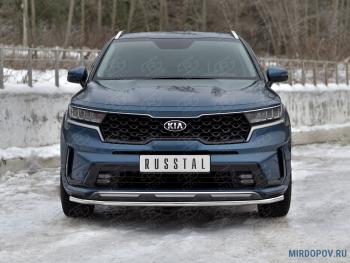 10 399 р. Защита переднего бампера d42 секции Russtal KIA Sorento MQ4 (2020-2022) (нержавейка)  с доставкой в г. Санкт‑Петербург. Увеличить фотографию 1