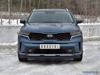 9 199 р. Защита переднего бампера d63 секции Russtal KIA Sorento MQ4 (2020-2022) (нержавейка)  с доставкой в г. Санкт‑Петербург. Увеличить фотографию 1