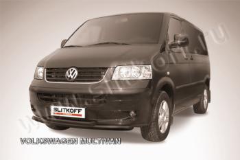 Защита переднего бампера d57+d57 двойная Slitkoff Volkswagen Multivan T5 рестайлинг (2009-2015)