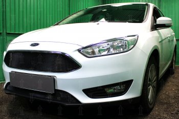 2 769 р. Защитная сетка в бампер (низ, ячейка 3х7 мм) Alfeco Стандарт  Ford Focus  3 (2014-2019) седан рестайлинг, универсал рестайлинг, хэтчбэк рестайлинг (Чёрная)  с доставкой в г. Санкт‑Петербург. Увеличить фотографию 3