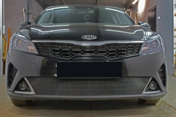 3 299 р. Защитная сетка в бампер (низ, ячейка 3х7 мм) Alfeco Стандарт KIA Rio X рестайлинг (2020-2024) (Чёрная)  с доставкой в г. Санкт‑Петербург. Увеличить фотографию 1