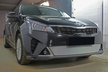 3 579 р. Защитная сетка в бампер (низ, ячейка 3х7 мм) Alfeco Стандарт  KIA Rio  X (2020-2024) (Хром)  с доставкой в г. Санкт‑Петербург. Увеличить фотографию 4