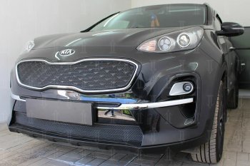 3 699 р. Защитная сетка в бампер (верх, ячейка 3х7 мм) Alfeco Стандарт KIA Sportage 4 QL рестайлинг (2018-2022) (Чёрная)  с доставкой в г. Санкт‑Петербург. Увеличить фотографию 5