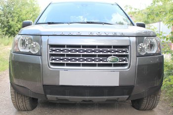 3 199 р. Защитная сетка в бампер (низ, ячейка 3х7 мм) Alfeco Стандарт Land Rover Freelander L359 дорестайлинг (2006-2010) (Чёрная)  с доставкой в г. Санкт‑Петербург. Увеличить фотографию 1